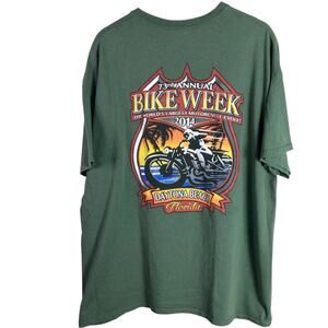 2014 73rd Annual Bike Week Daytona Beach Florida T Shirt Green 2XL